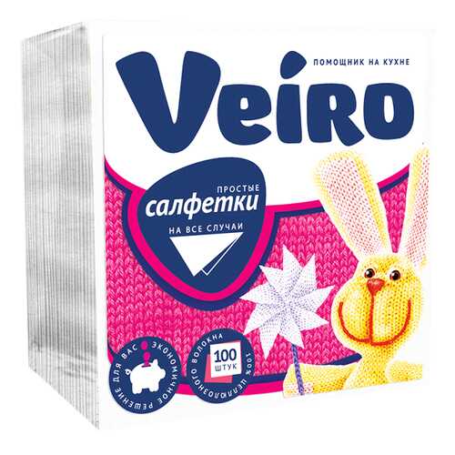 Салфетка Veiro бумажные однослойные белые 24x24 100 шт в Новэкс