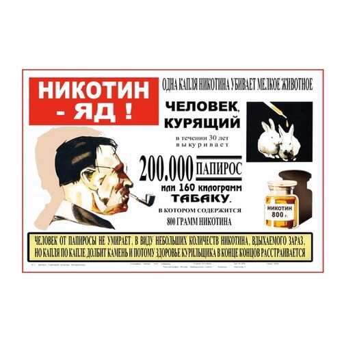 Плакат СТ-Диалог Никотин - яд!, СОВ-862, бумага, 60х40 см в Новэкс