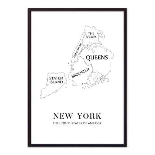 Постер в рамке New York карта 50х70 см в Новэкс