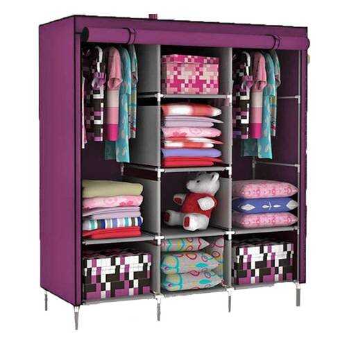 Складной каркасный тканевый шкаф STORAGE WARDROBE 175*130*45 см розовый в Новэкс