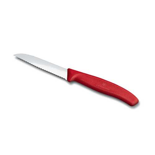 Нож для овощей VICTORINOX SwissClassic, лезвие 8 см с серрейторной заточкой, красный в Новэкс