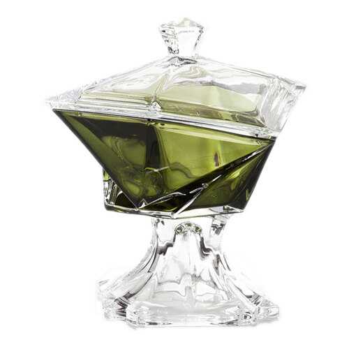 Конфетница на ножке с крышкой Crystalite Bohemia 23,5см, цвет хаки в Новэкс