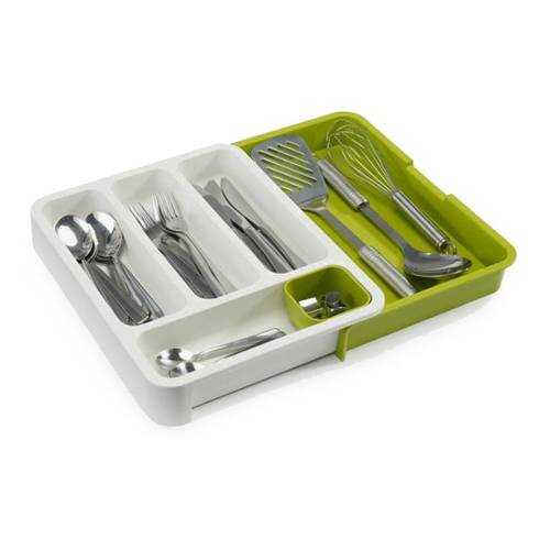 Раздвижной лоток под столовые приборы Expandable cutlery tray зеленый в Новэкс