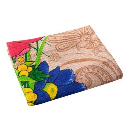 Полотенце кухонное вафельное в клеточку Verona Flowers, 60x35, коричневый в Новэкс